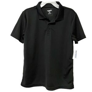 👕 Old Navy Active Boys Medium (8) Black Performance Polo, Short Sleeves - NWT